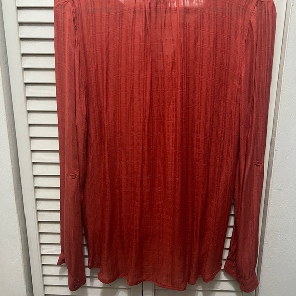 Rustic orange button down shirt gently worn - Picture 6 of 9